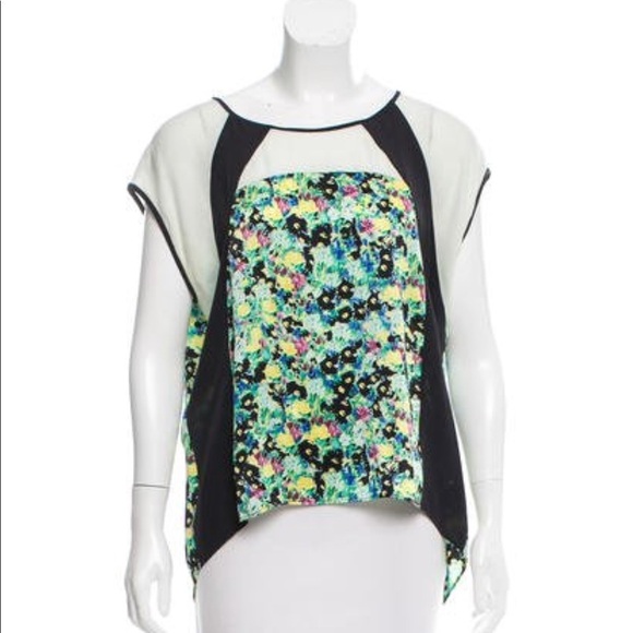 Rebecca minkoff silk floral split back top - Picture 1 of 3